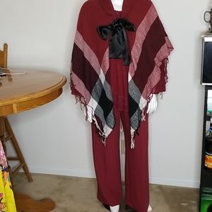 Wide Leg Sailor Pants with Blouse and Shawl